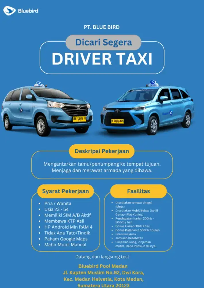Lowongan kerja driver taksi