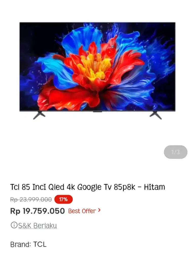 TCL QLED GOOGLE TV 85 INCI