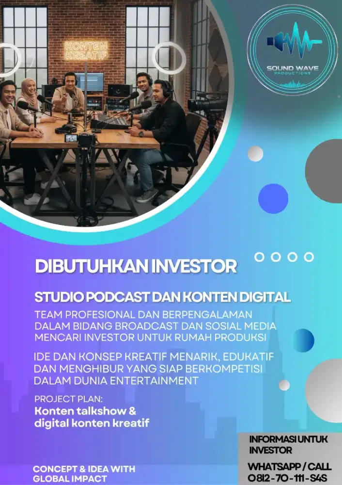 Mencari investor untuk studio podcast dan digital konten