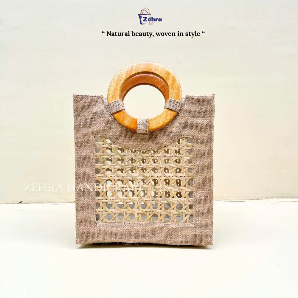 Tas Goni Kombinasi Anyaman Bambu | Tas Wanita | Tas Murah | Terbaru