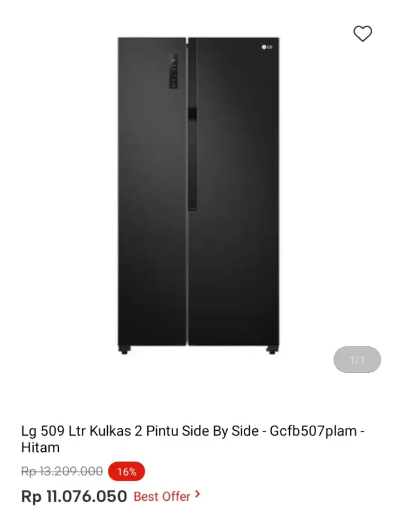 Lg 509 Ltr Kulkas 2 Pintu Side By Side  - Gcfb507plam - Hitam