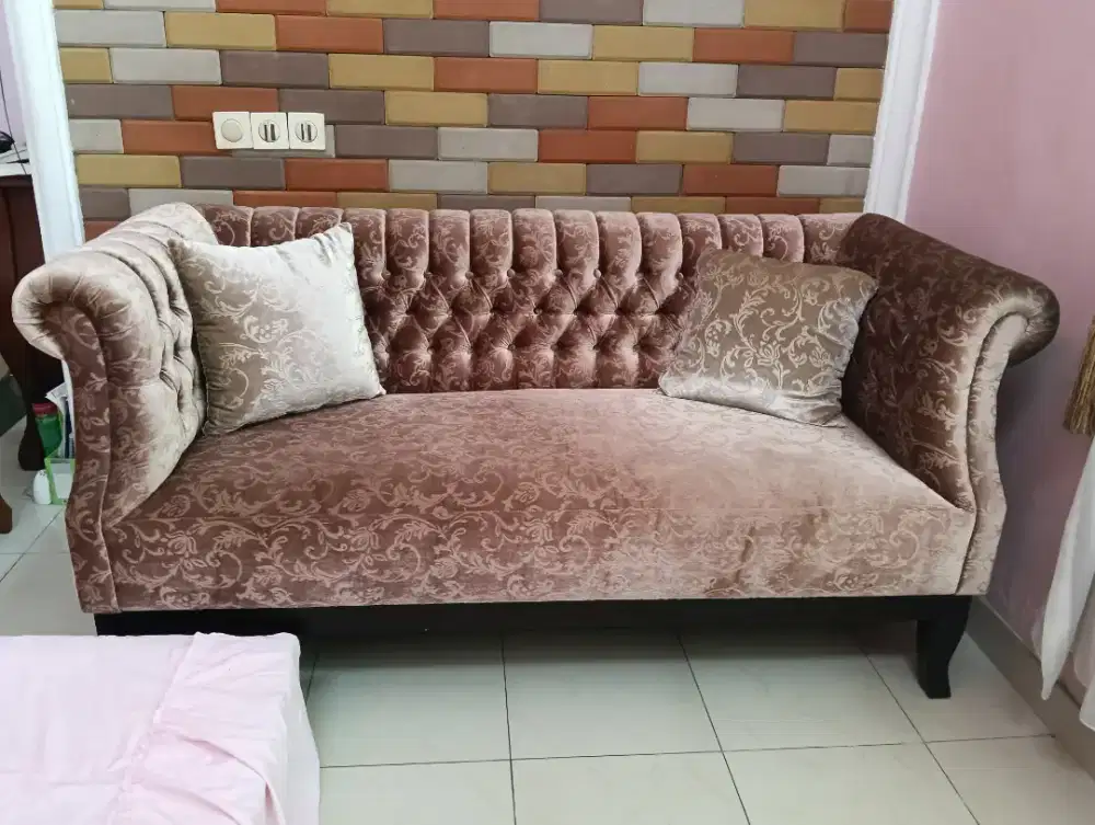 Sofa elegan 3+2+1 Meja kaca elegan modern minimalis