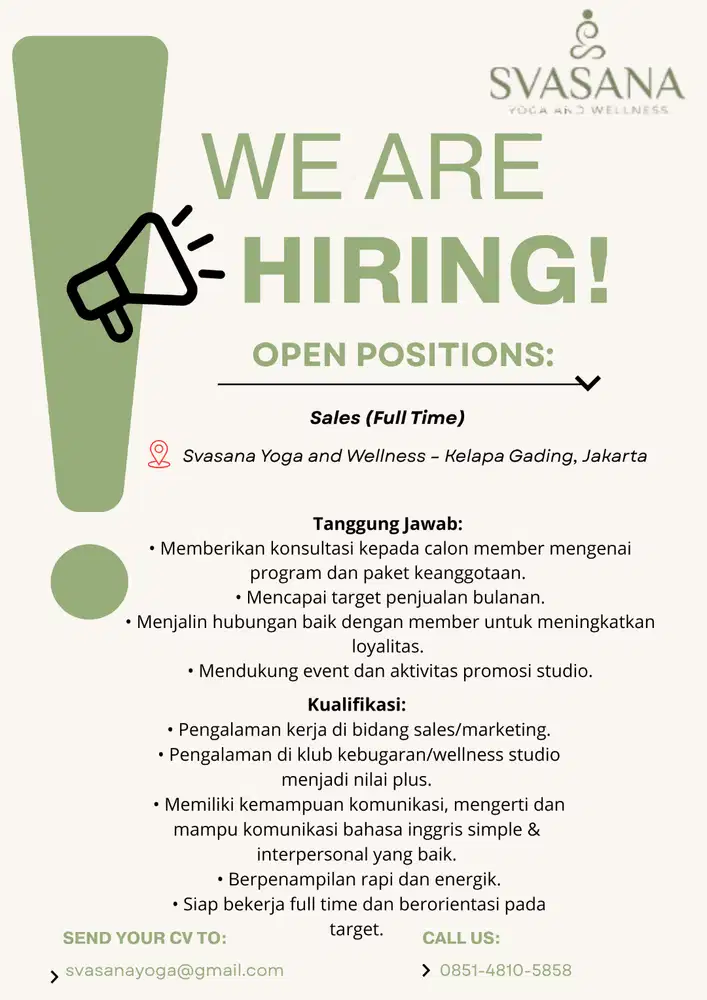dibutuhkan segera office girl dan sales