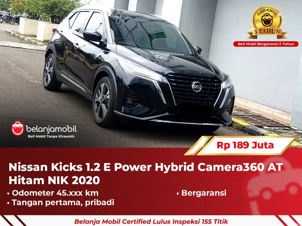 [ GARANSI 5TH ] Nissan Kicks 1.2 E Power Hybrid AT Hitam 2020/2021