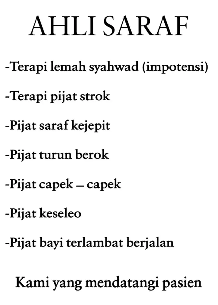TERAPIS PIJAT AHLI SARAF