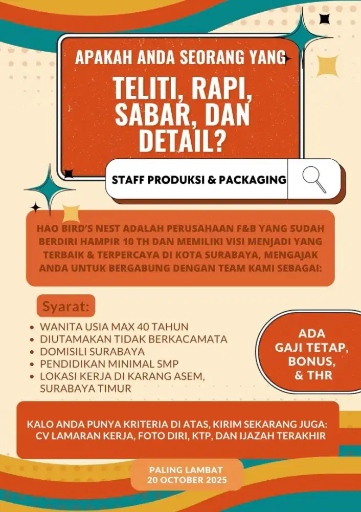 Lowongan Kerja Staff Produksi Surabaya Timur