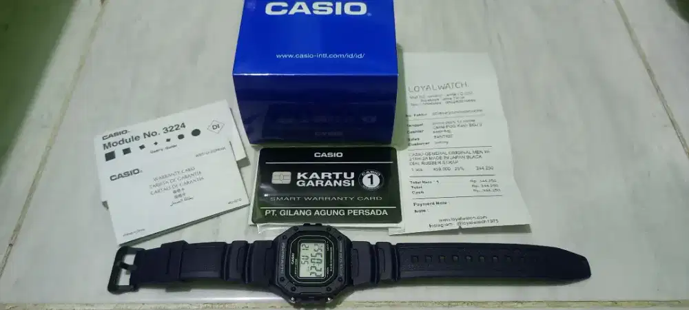 Jual jam CASIO W 218 BIRU TUA mulus