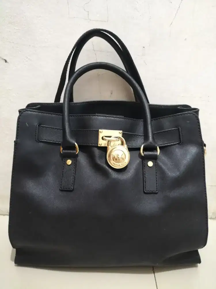 Di Jual Tas Wanita Michael Kors Black Leather Large North Original