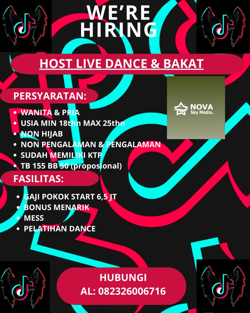 open rekrut host live dance perempuan & laki laki