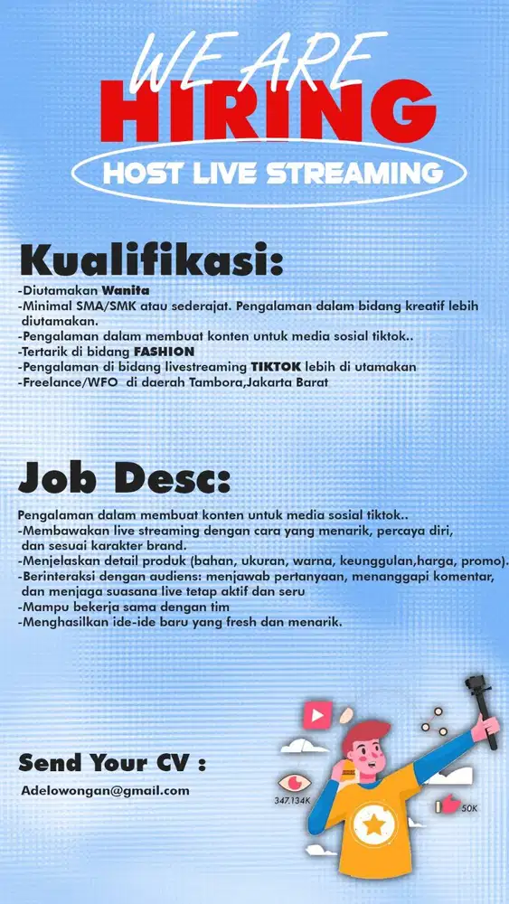 lowongan Host Live Streaming