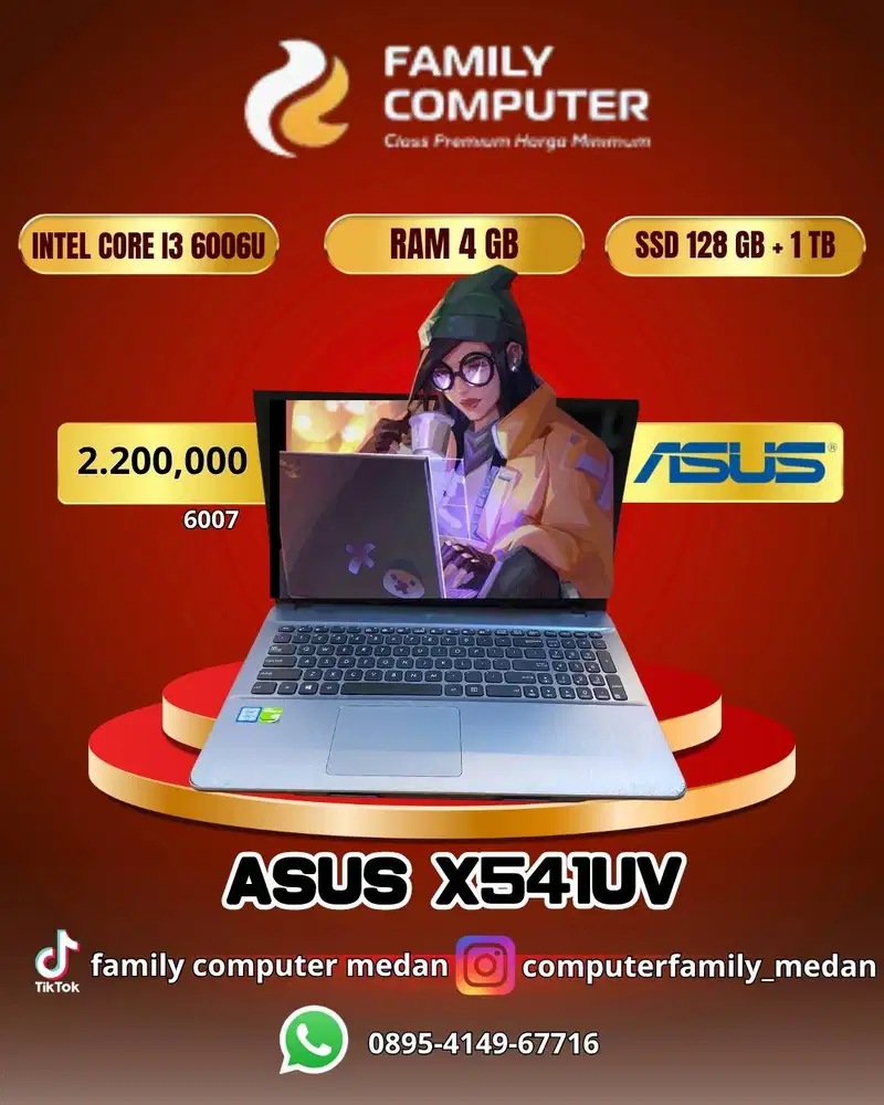 ASUS X541UV|CORE I5 6006U|RAM 4GB|SSD 128 GB+1 TB