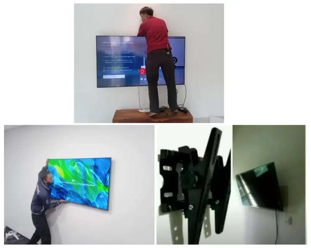 Pasangkan bracket dan Braket plus pasang terima rapih breket led tv