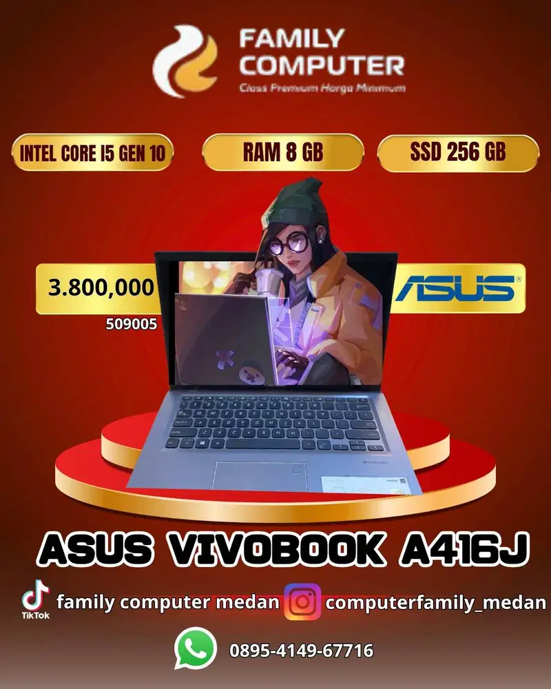 ASUS VIVOBOOK A416J|CORE I5 GEN 10|RAM 8GB|SSD 256GB