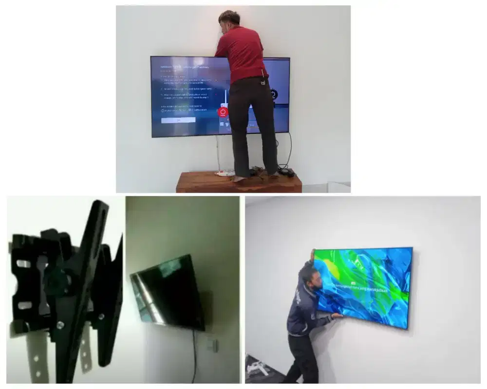 Pasangkan bracket dan Braket +pasang terimarapih breket briket led tv