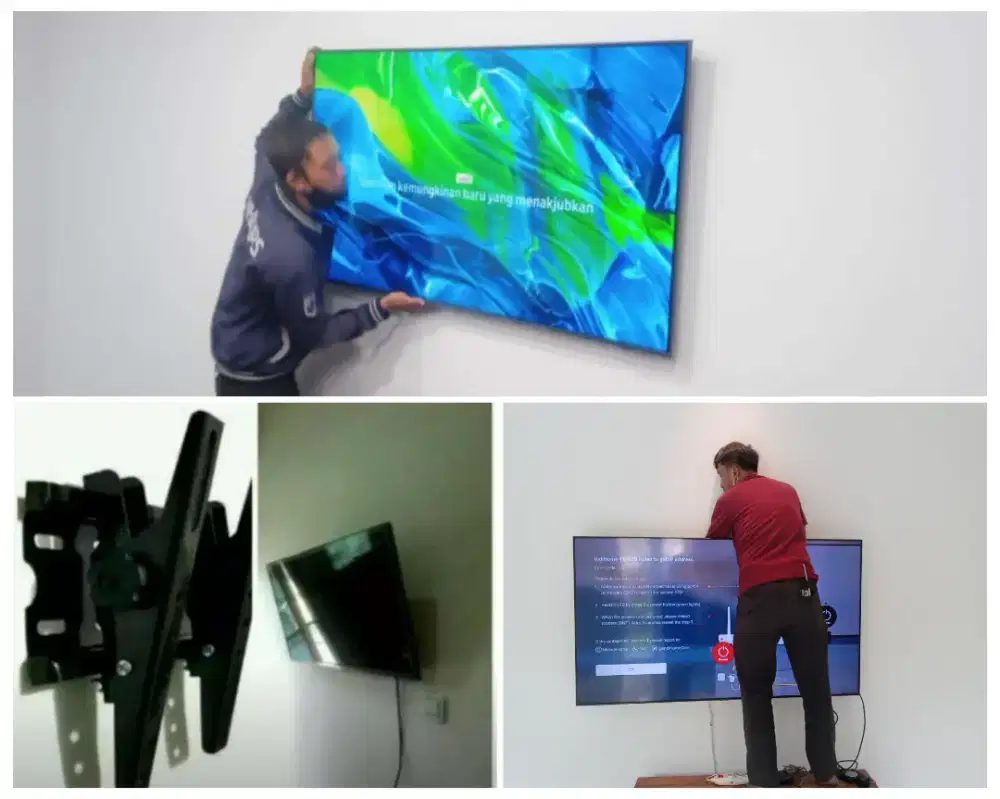 Pasangkan bracket dan Braket +pasang terimarapih breket briket led tv