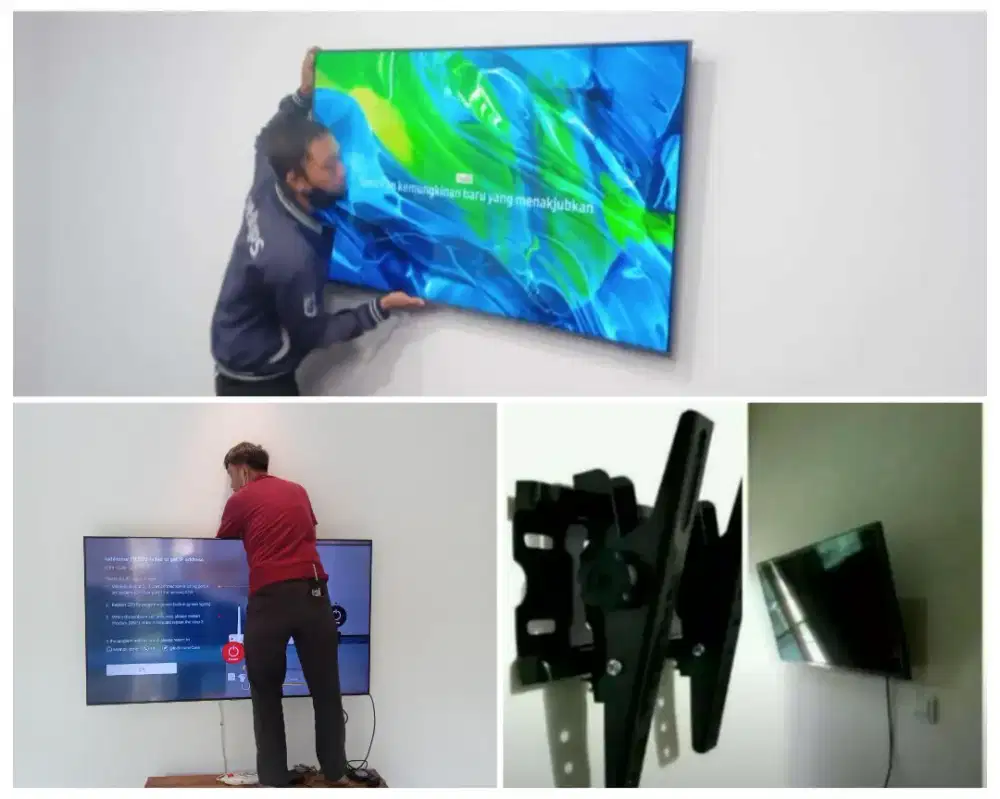 Pasangkan bracket dan Braket +pasang terimarapih breket briket led tv
