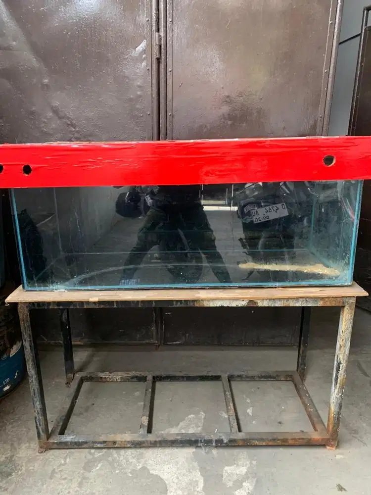 aquarium, rak besi, filter kaca