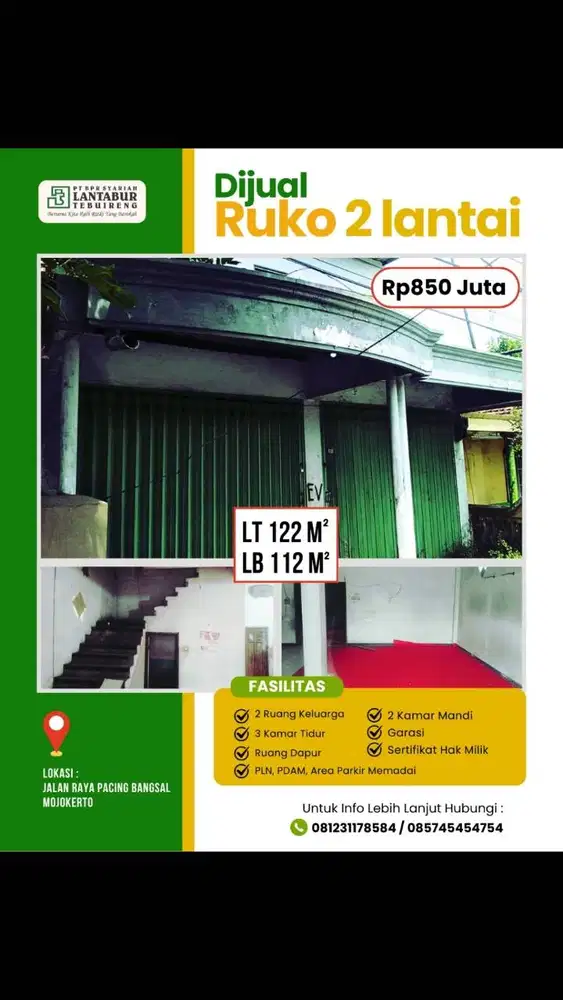DIJUAL CEPAT RUKO 2 LANTAI LOKASI STRATEGIS