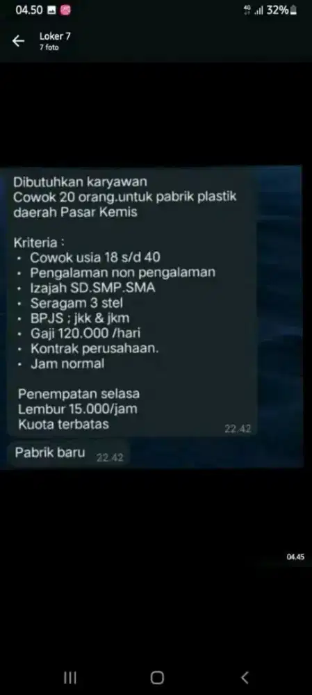 Di butuhkan operator produksi