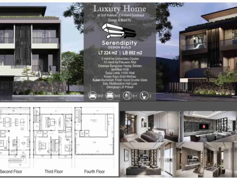 Rumah Mewah Luxury baru Citraland Golf Avenue 4lantai