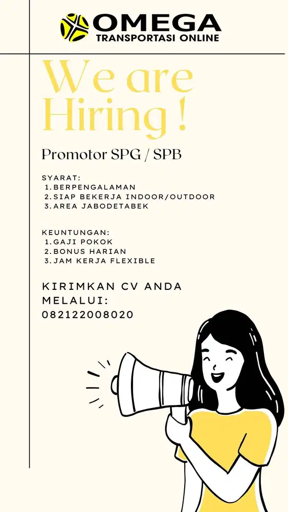 Dibutuhkan segera, Promotor SPG & SPB untuk wilayah JABODETABEK