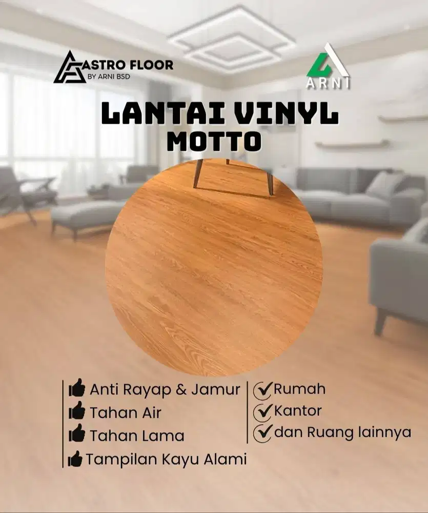 LANTAI VINYL MOTTO | UNTUK KANTOR DAN RUMAH ANTI RAYAP DAN JAMUR TAMPI