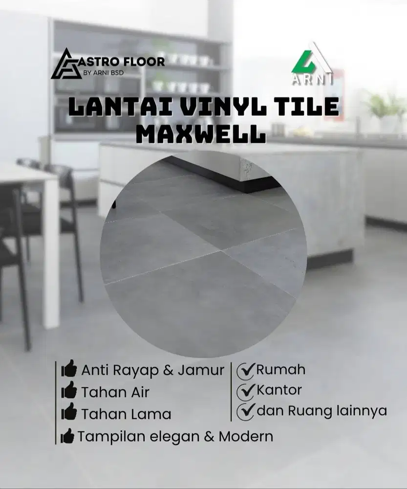 LANTAI VINYL TILE MAXWELL | UNTUK RUMAH KANTOR DAN LAINNYA ANTI RAYAP