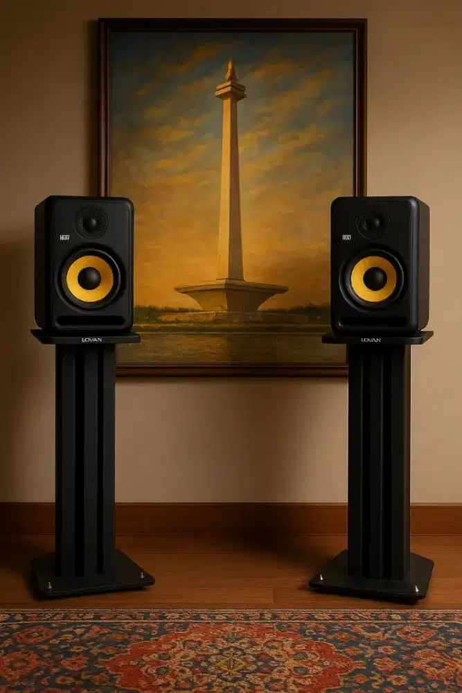 Speaker KRK dengan stand speaker