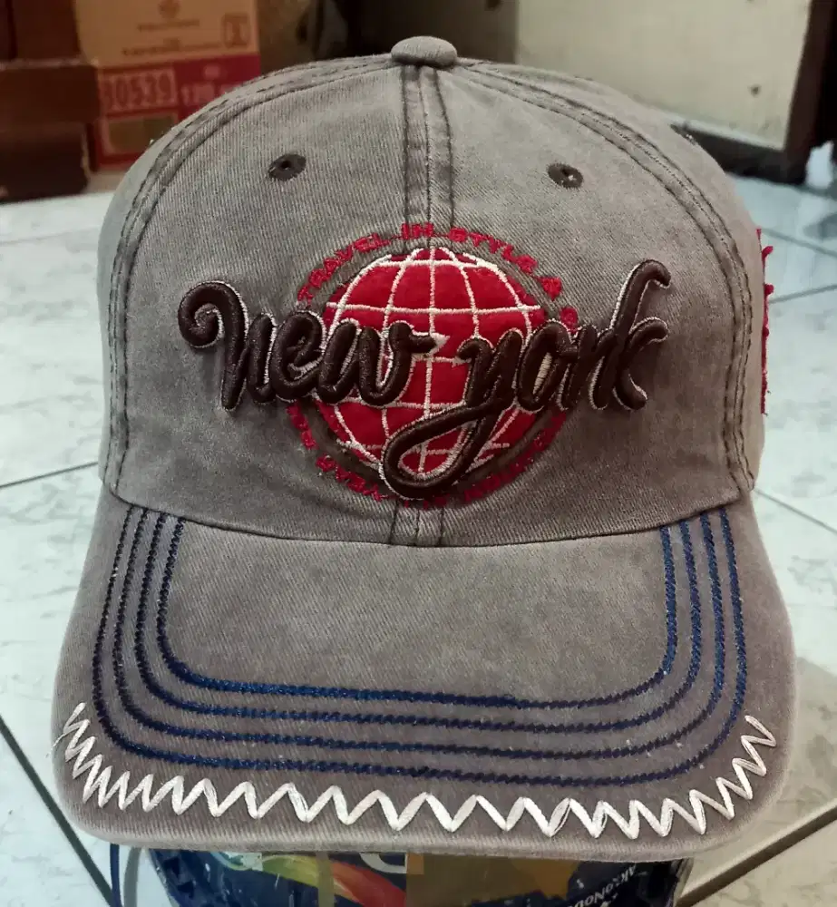 Topi Vintage Newyork Warna Coklat Washing