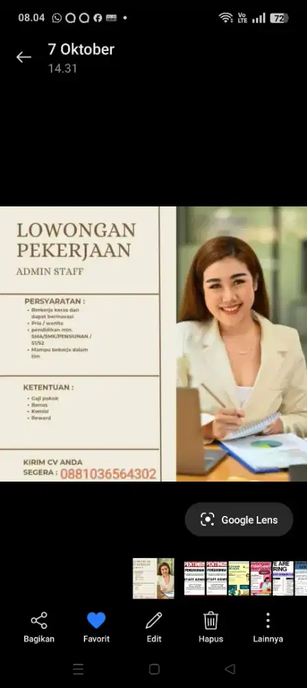 Lowongan kerja posisi staff administrasi