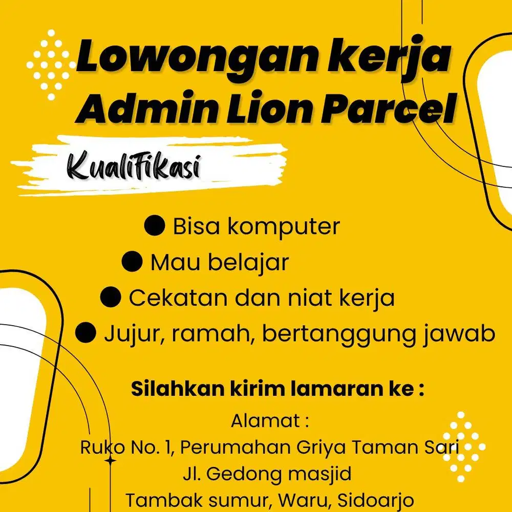 Loker lowongan kerja admin+pickup