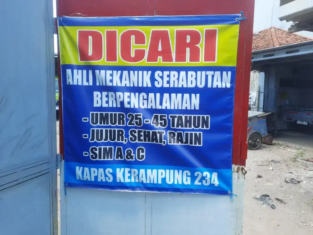 DICARI TENAGA AHLI MEKANIK BERPENGALAMAN MBL DAN TRUK
