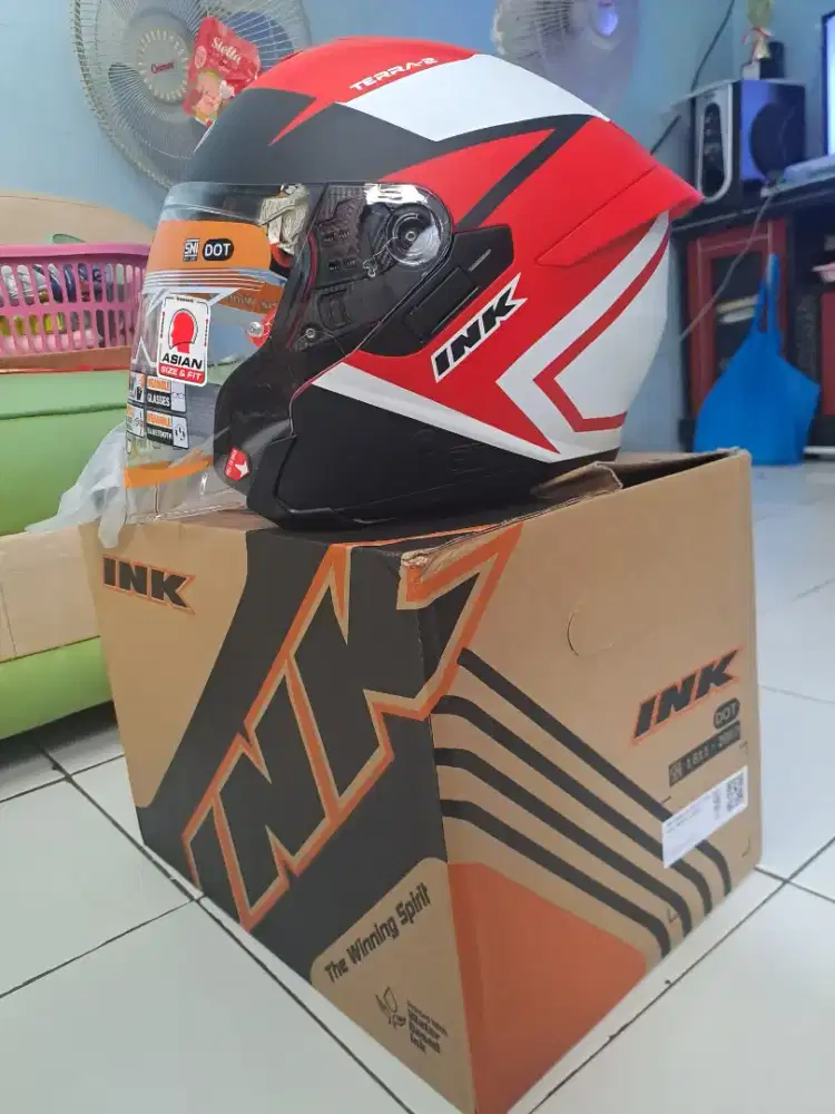 Helm INK Terra 2 Original – Double Visor – Baru Segel+Bonus Spoiler 3D