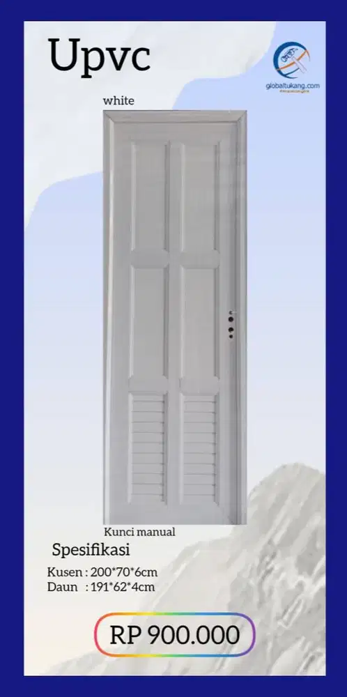 Jual Pintu kamar mandi berbahan upvc tanpa kaca kota Padang