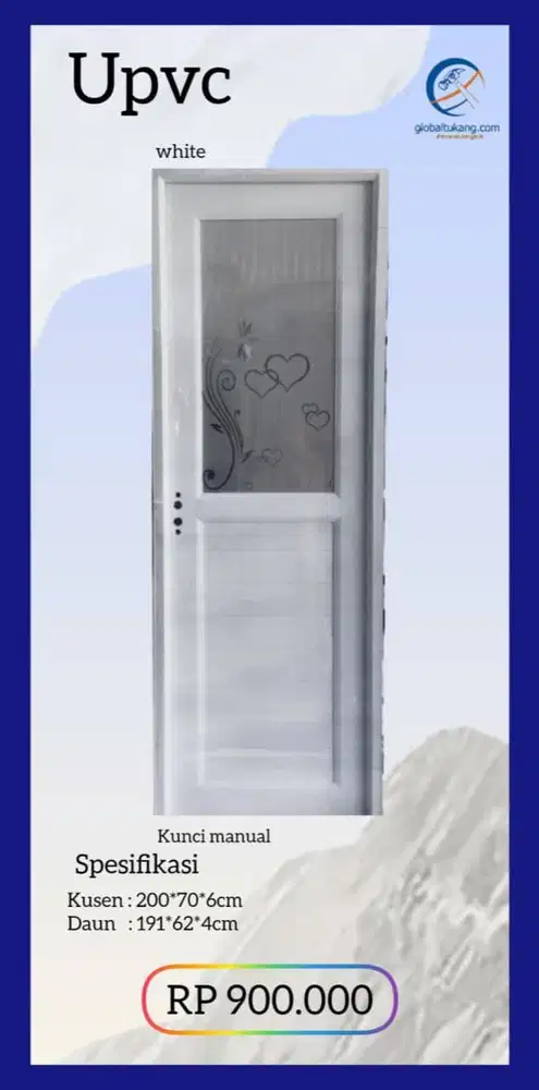 Jual Pintu kamar mandi berbahan upvc motif cinta  kota Padang