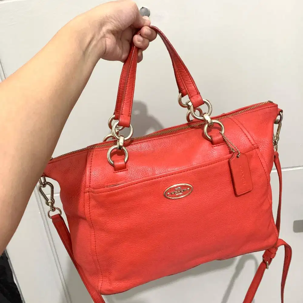 Preloved Tas Coach Collete Satchel Red Authentic Original