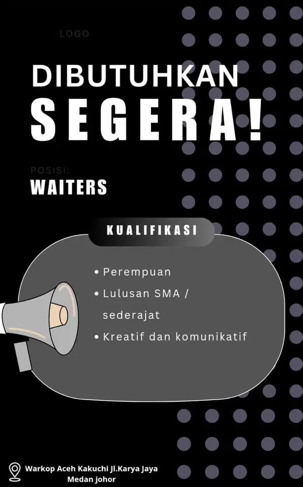 Dibutuhkan waiter perempuan untuk warkop Aceh di daerah Johor