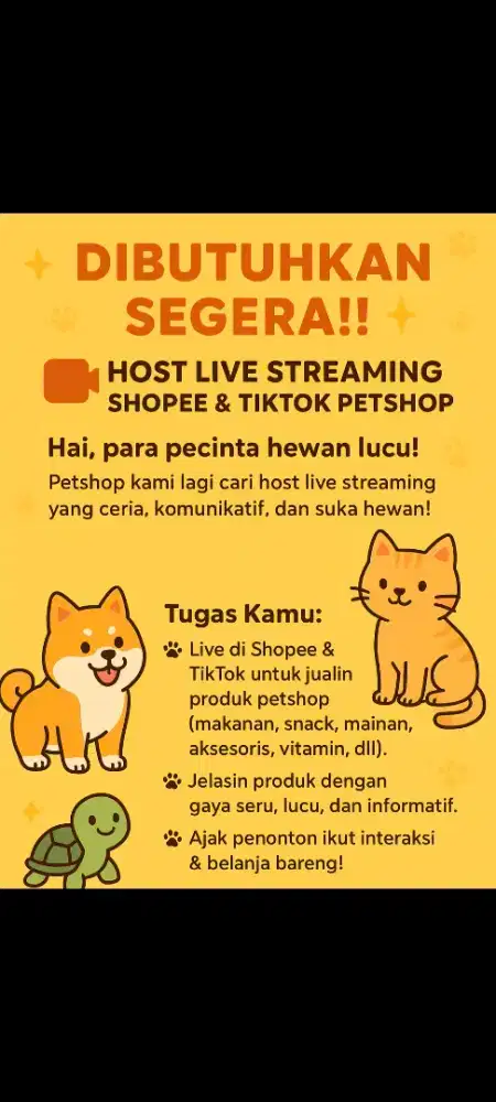 Lowongan Kerja Host live Streamer Online