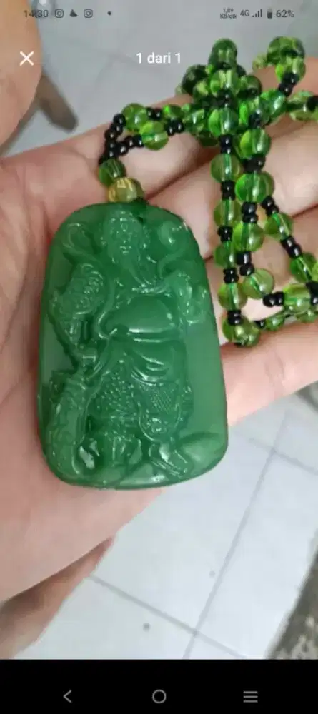 kalung dan liontin Giok dewa kwangkung, baru