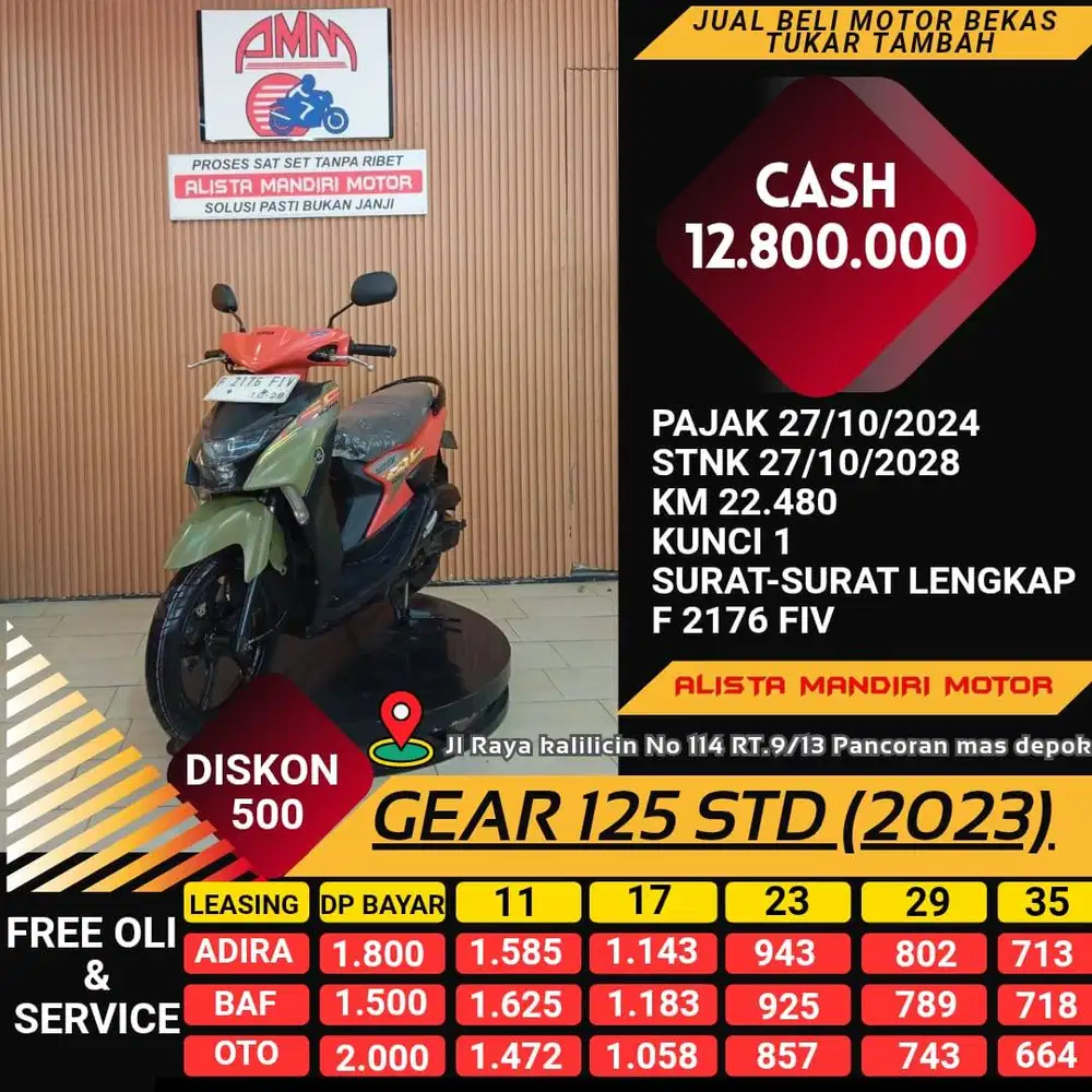 GEAR 125 STD 2023 BISA CICILAN DI KREDIVO CC 0% SHOPPEPAY TOKPED GOPAY
