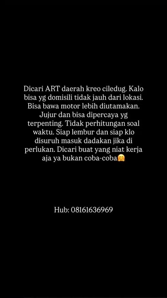 DICARI LOWONGAN UNTUK ART