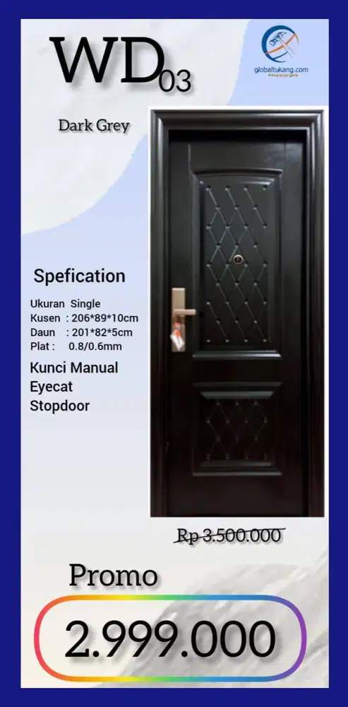 Jual Pintu rumah klasik modern berbahan baja kota Padang