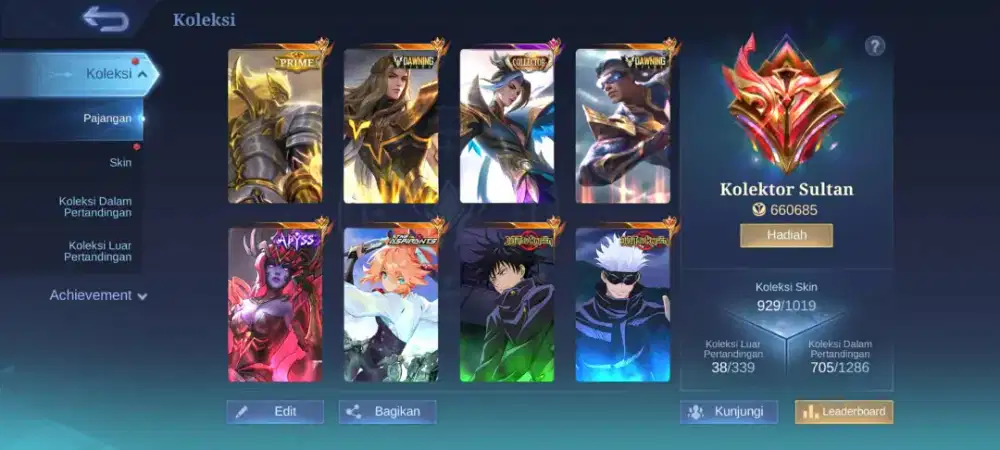 Akun MPL skin 900+