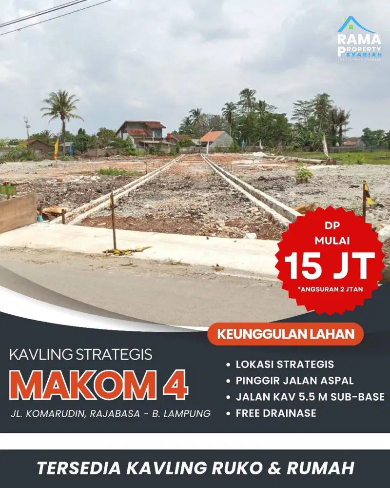 KAVLING RAJABASA BELAKANG KAMPUS POLINELA AKSES MUDAH