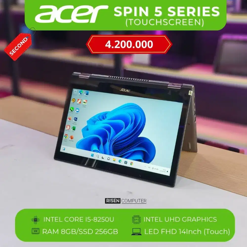 ACER SPIN 5 SERIES Touch Core I5-8250U FHD 14inch RAM 8GB SSD 256GB