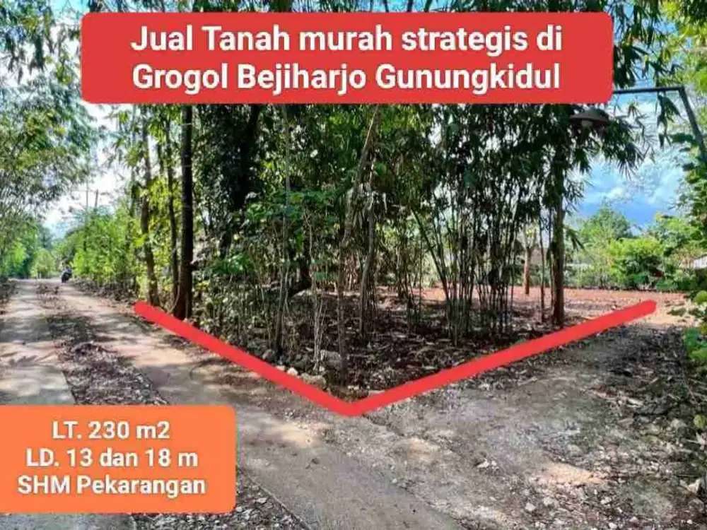 Jual Tanah murah pekarangan dekat kota dan wisata di Bejiharjo Karangmojo Gunung kidul