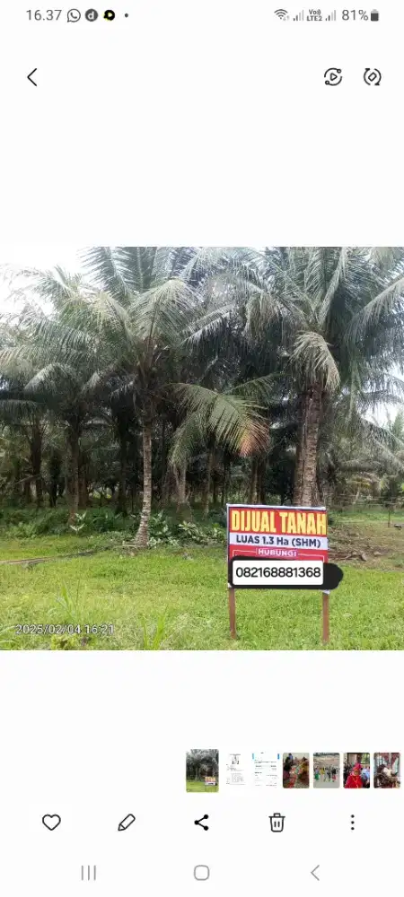 Tanah dijual 13.000meter2