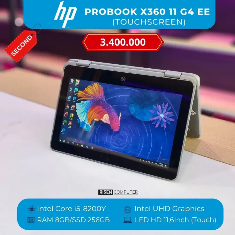 HP PROBOOK X360 11 G4 EE Core I5-8200Y RAM 8GB SSD 256GB HD 11.6inch
