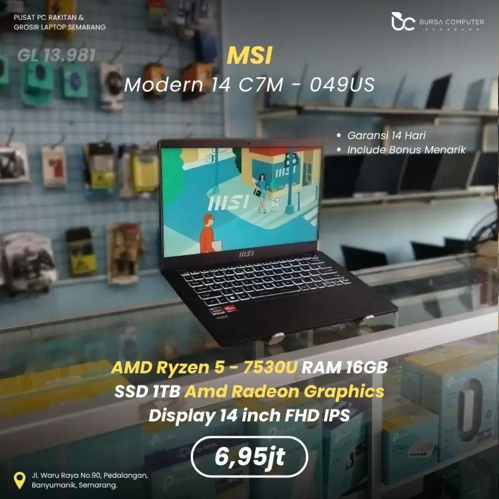 MSI Modern 14-C7M | Ryzen 5 7530U 16GB 1TB