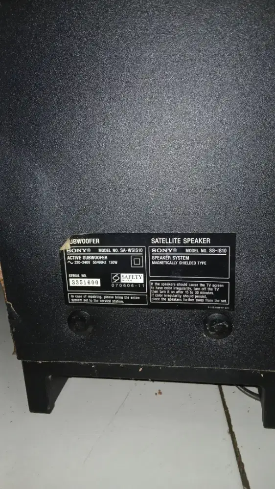home theater HCD-IS10 Atau subwoofer aktif SA-WSIS10